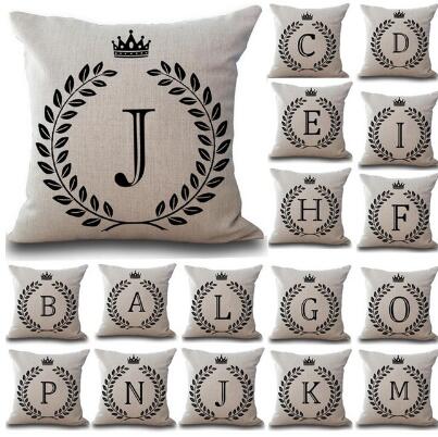 1Pcs Crown Letter 43*43cm Cotton Linen Throw Pillow